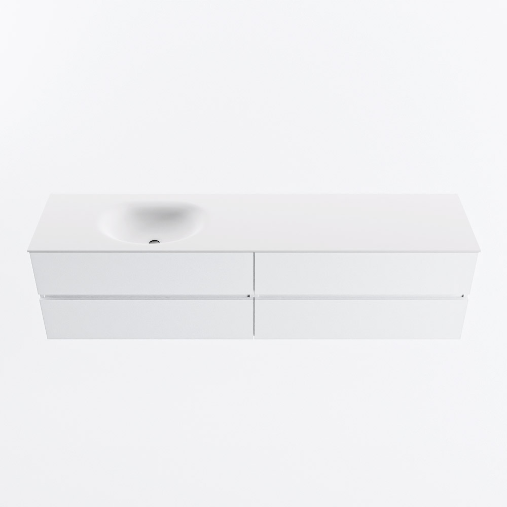 MONDIAZ VICA 190cm mueble de baño Talc 4 cajones. Lavabo MOON Izquierda sin orificio, color Talc. 5 MONDIAZ VICA 190cm mueble de baño Talc 4 cajones. Lavabo MOON Izquierda sin orificio, color Talc. - Imagen 5