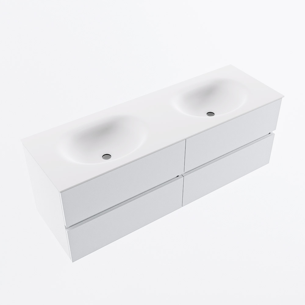 MONDIAZ VICA 140cm mueble de baño Talc 4 cajones. Lavabo MOON Doble 2 orificios, color Talc. 6 MONDIAZ VICA 140cm mueble de baño Talc 4 cajones. Lavabo MOON Doble 2 orificios, color Talc. - Imagen 6