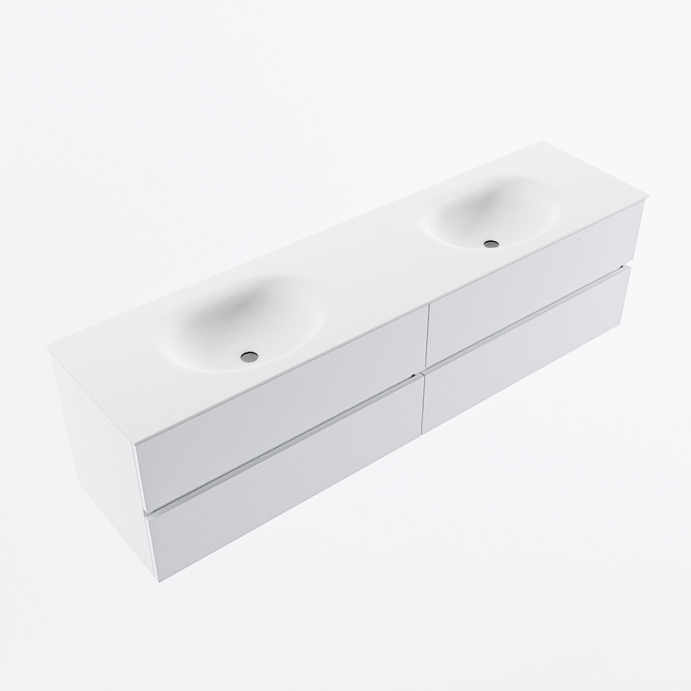 MONDIAZ VICA 180cm mueble de baño Talc 4 cajones. Lavabo MOON Doble 2 orificios, color Talc. 6 MONDIAZ VICA 180cm mueble de baño Talc 4 cajones. Lavabo MOON Doble 2 orificios, color Talc. - Imagen 6