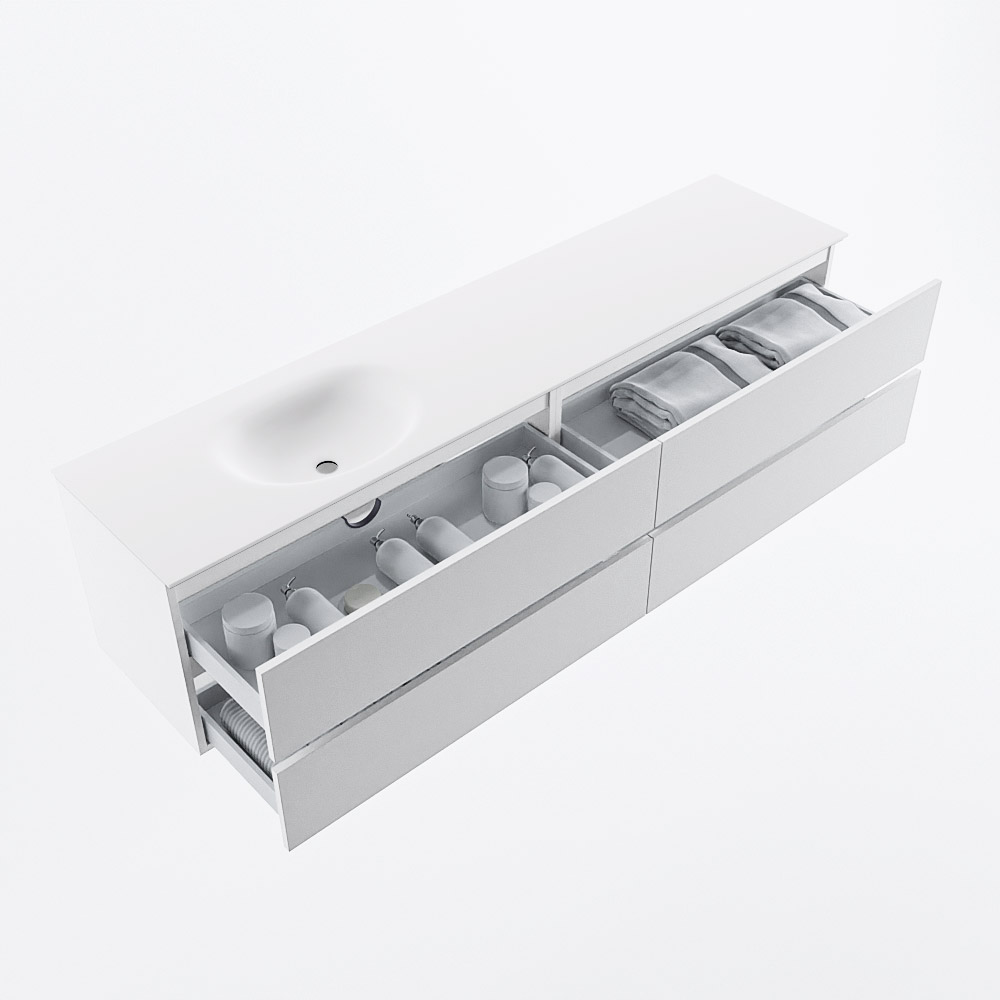 MONDIAZ VICA 200cm mueble de baño Talc 4 cajones. Lavabo MOON Izquierda 1 orificio, color Talc. 7 MONDIAZ VICA 200cm mueble de baño Talc 4 cajones. Lavabo MOON Izquierda 1 orificio, color Talc. - Imagen 7