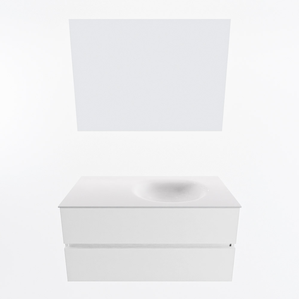 MONDIAZ VICA 100cm mueble de baño Talc 2 cajones. Lavabo MOON Derecho 1 orificio color Talc con espejo LED. 5 MONDIAZ VICA 100cm mueble de baño Talc 2 cajones. Lavabo MOON Derecho 1 orificio color Talc con espejo LED. - Imagen 5