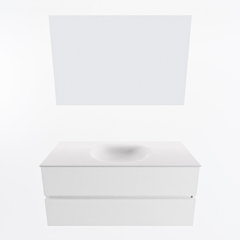 MONDIAZ VICA 110cm mueble de baño Talc 2 cajones. Lavabo MOON Centro 1 orificio color Talc con espejo LED. 5 MONDIAZ VICA 110cm mueble de baño Talc 2 cajones. Lavabo MOON Centro 1 orificio color Talc con espejo LED. - Imagen 5