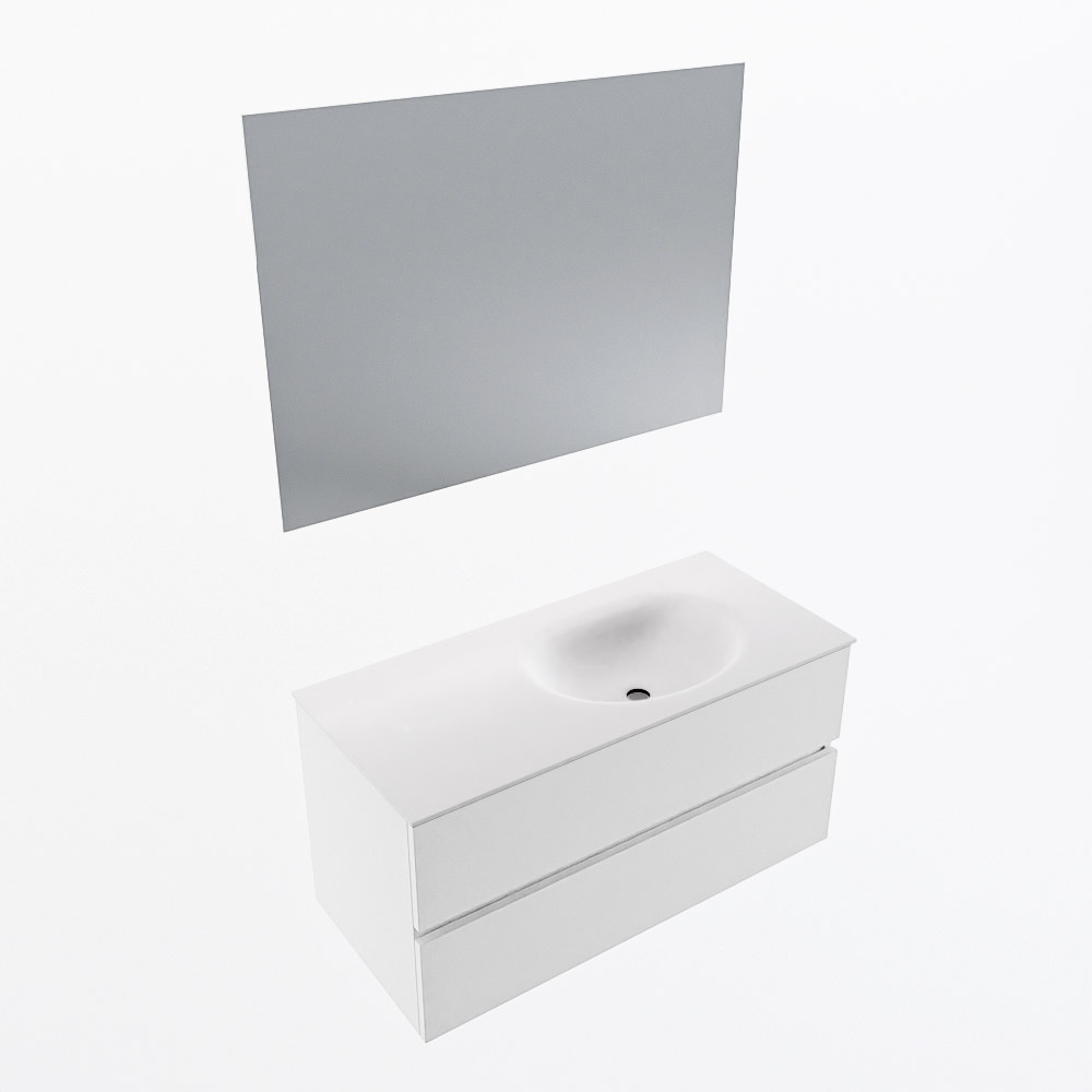 MONDIAZ VICA 100cm mueble de baño Talc 2 cajones. Lavabo MOON Derecho 1 orificio color Talc con espejo LED. 6 MONDIAZ VICA 100cm mueble de baño Talc 2 cajones. Lavabo MOON Derecho 1 orificio color Talc con espejo LED. - Imagen 6