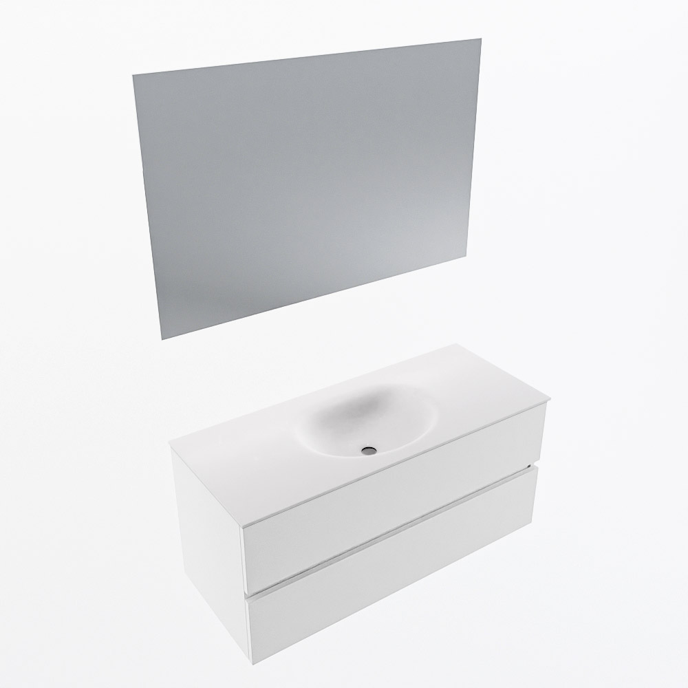 MONDIAZ VICA 110cm mueble de baño Talc 2 cajones. Lavabo MOON Centro 1 orificio color Talc con espejo LED. 6 MONDIAZ VICA 110cm mueble de baño Talc 2 cajones. Lavabo MOON Centro 1 orificio color Talc con espejo LED. - Imagen 6