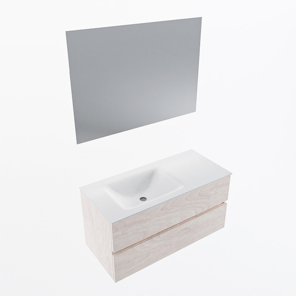 MONDIAZ VICA 100cm mueble de baño Underlayment 2 cajones. Lavabo CLOUD Izquierda 1 orificio color Talc con espejo LED. 6 MONDIAZ VICA 100cm mueble de baño Underlayment 2 cajones. Lavabo CLOUD Izquierda 1 orificio color Talc con espejo LED. - Imagen 6