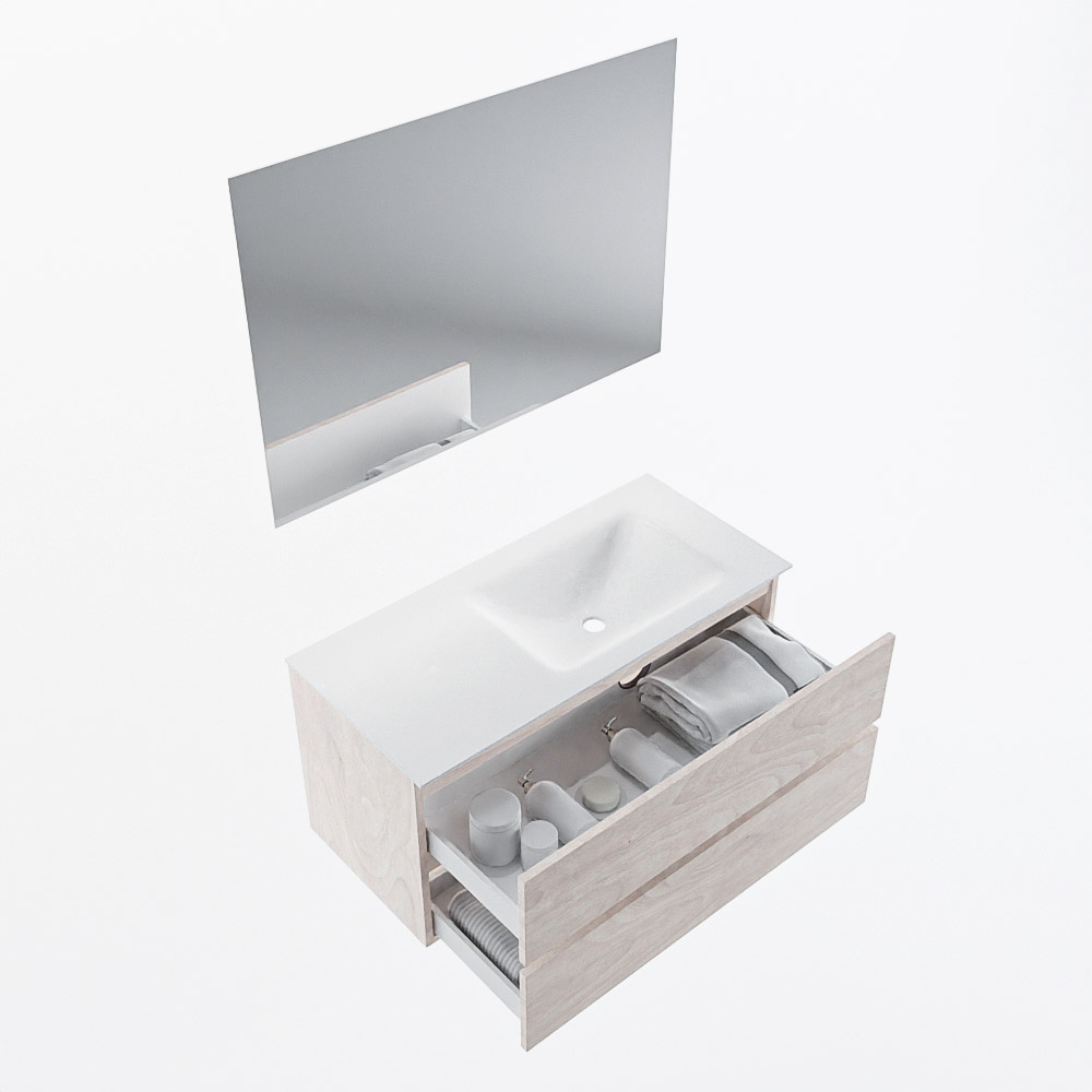 MONDIAZ VICA 100cm mueble de baño Underlayment 2 cajones. Lavabo CLOUD Derecho 1 orificio color Talc con espejo LED. 7 MONDIAZ VICA 100cm mueble de baño Underlayment 2 cajones. Lavabo CLOUD Derecho 1 orificio color Talc con espejo LED. - Imagen 7