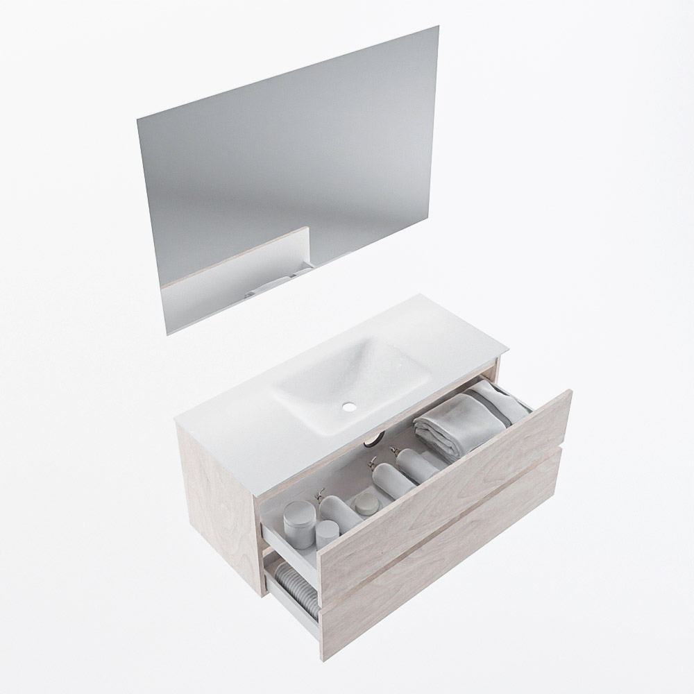 MONDIAZ VICA 110cm mueble de baño Underlayment 2 cajones. Lavabo CLOUD Centro sin orificio color Talc con espejo LED. 7 MONDIAZ VICA 110cm mueble de baño Underlayment 2 cajones. Lavabo CLOUD Centro sin orificio color Talc con espejo LED. - Imagen 7