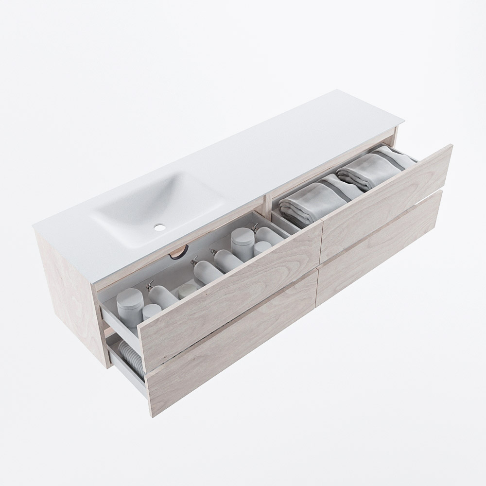 MONDIAZ VICA 180cm mueble de baño Underlayment 4 cajones. Lavabo CLOUD Izquierda 1 orificio, color Talc. 7 MONDIAZ VICA 180cm mueble de baño Underlayment 4 cajones. Lavabo CLOUD Izquierda 1 orificio, color Talc. - Imagen 7