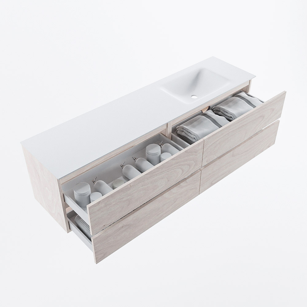 MONDIAZ VICA 180cm mueble de baño Underlayment 4 cajones. Lavabo CLOUD Derecho 1 orificio, color Talc. 7 MONDIAZ VICA 180cm mueble de baño Underlayment 4 cajones. Lavabo CLOUD Derecho 1 orificio, color Talc. - Imagen 7