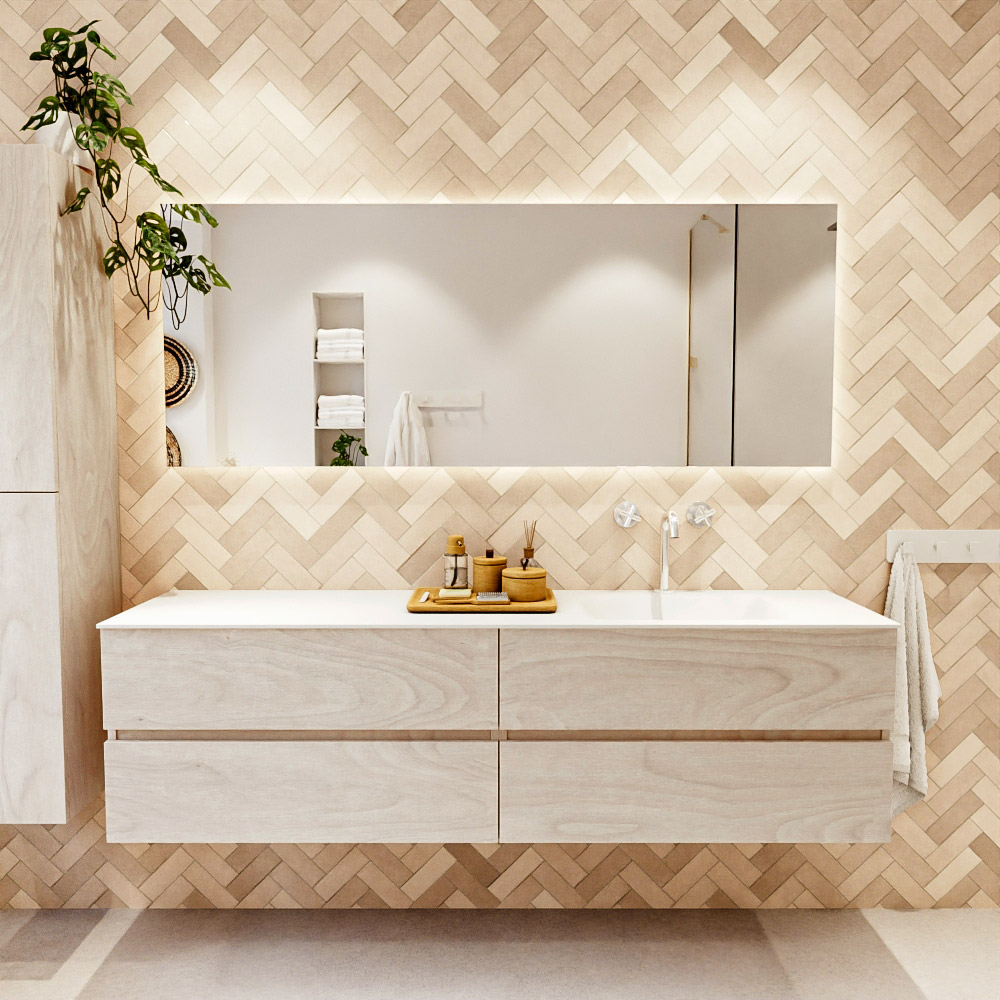 MONDIAZ VICA 180cm mueble de baño Underlayment 4 cajones. Lavabo CLOUD Derecho 1 orificio, color Talc. 2 color Talc.