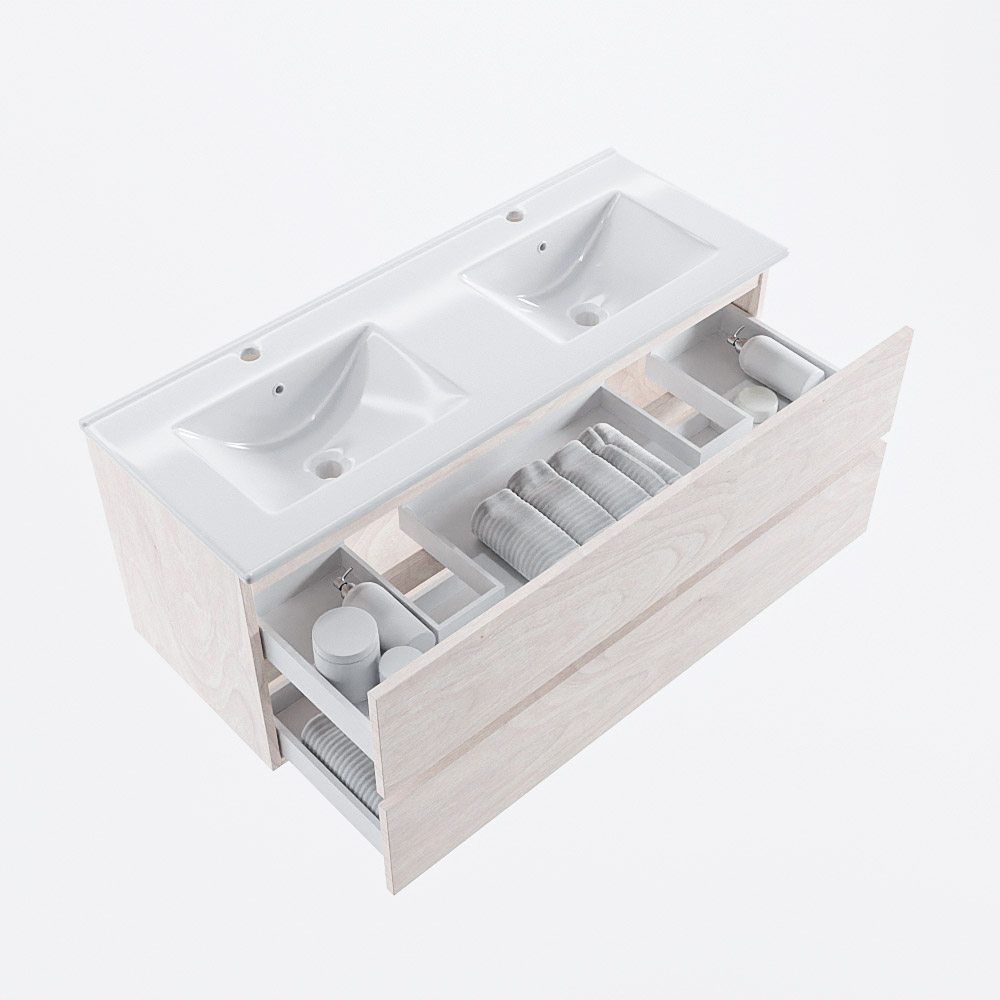 MONDIAZ VICA 120cm mueble de baño Underlayment 2 cajones. Lavabo DENIA Doble 2 orificios, color Blanco brillo. 7 MONDIAZ VICA 120cm mueble de baño Underlayment 2 cajones. Lavabo DENIA Doble 2 orificios, color Blanco brillo. - Imagen 7