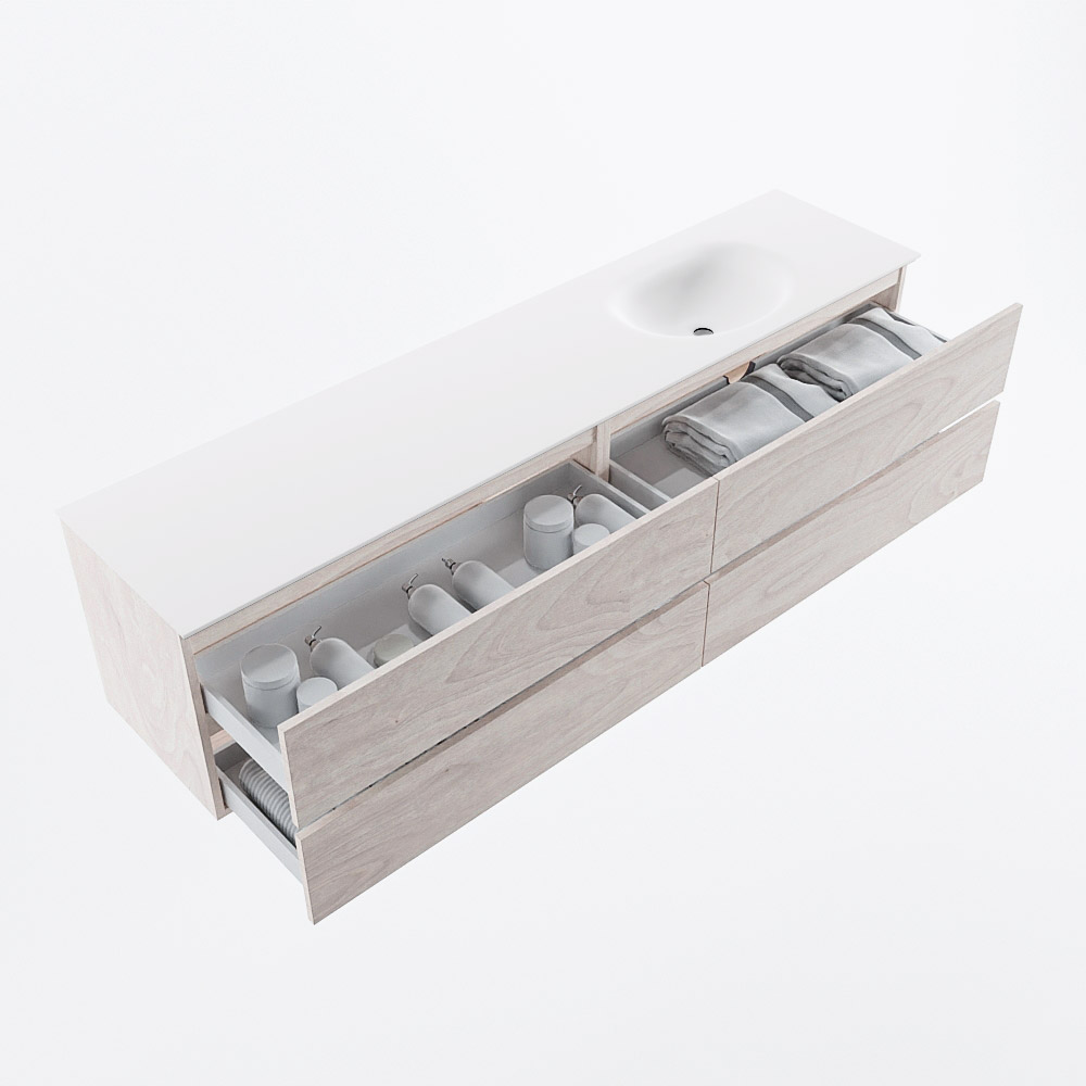 MONDIAZ VICA 200cm mueble de baño Underlayment 4 cajones. Lavabo MOON Derecho 1 orificio, color Talc. 7 MONDIAZ VICA 200cm mueble de baño Underlayment 4 cajones. Lavabo MOON Derecho 1 orificio, color Talc. - Imagen 7