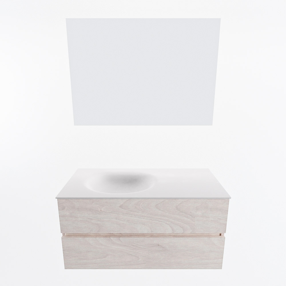MONDIAZ VICA 100cm mueble de baño Underlayment 2 cajones. Lavabo MOON Izquierda 1 orificio color Talc con espejo LED. 5 MONDIAZ VICA 100cm mueble de baño Underlayment 2 cajones. Lavabo MOON Izquierda 1 orificio color Talc con espejo LED. - Imagen 5