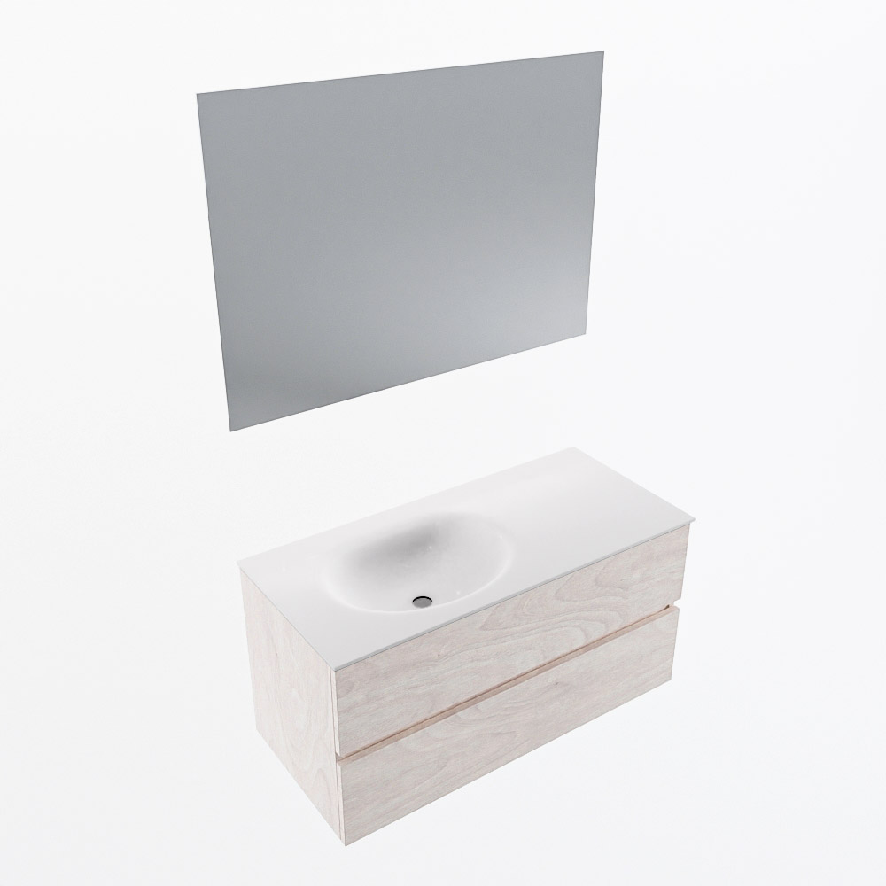 MONDIAZ VICA 100cm mueble de baño Underlayment 2 cajones. Lavabo MOON Izquierda 1 orificio color Talc con espejo LED. 6 MONDIAZ VICA 100cm mueble de baño Underlayment 2 cajones. Lavabo MOON Izquierda 1 orificio color Talc con espejo LED. - Imagen 6
