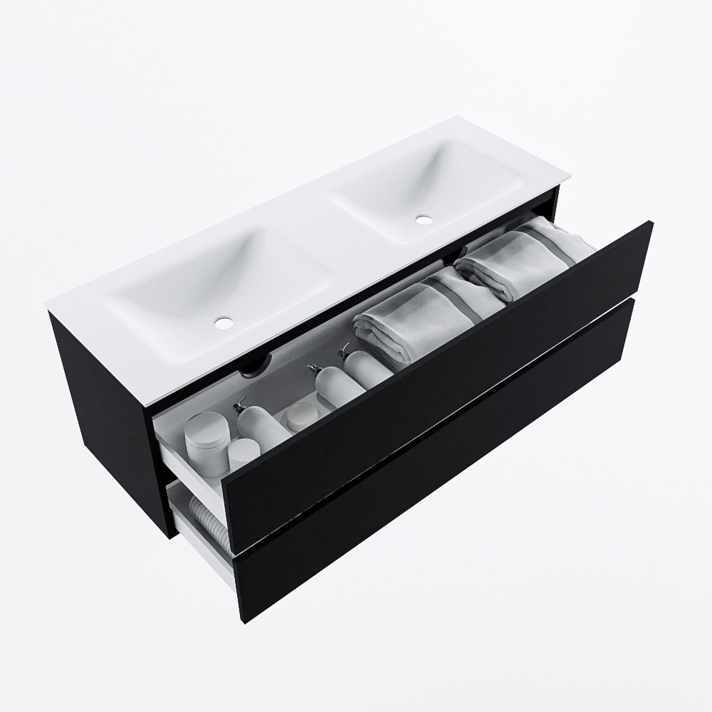 MONDIAZ VICA 140cm mueble de baño Urban 2 cajones. Lavabo CLOUD Doble sin orificio, color Talc. 7 MONDIAZ VICA 140cm mueble de baño Urban 2 cajones. Lavabo CLOUD Doble sin orificio, color Talc. - Imagen 7