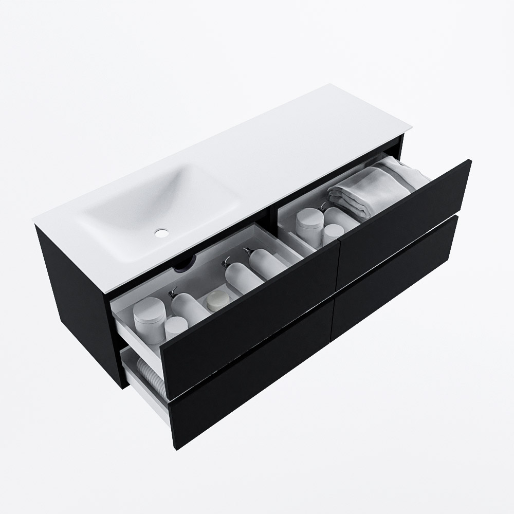 MONDIAZ VICA 140cm mueble de baño Urban 4 cajones. Lavabo CLOUD Izquierda 1 orificio, color Talc. 6 MONDIAZ VICA 140cm mueble de baño Urban 4 cajones. Lavabo CLOUD Izquierda 1 orificio, color Talc. - Imagen 6