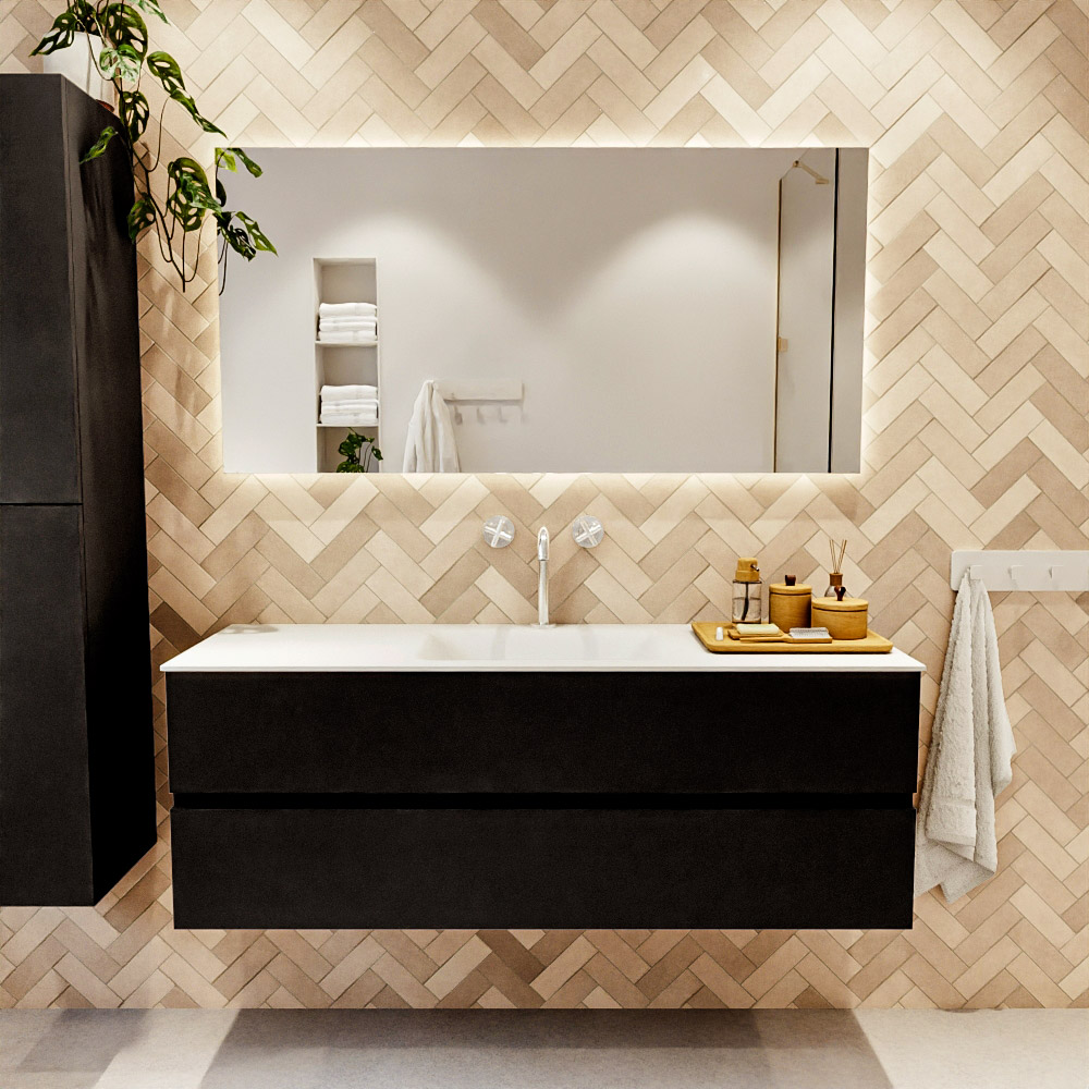 MONDIAZ VICA 140cm mueble de baño Urban 2 cajones. Lavabo CLOUD Centro 1 orificio, color Talc. 1 MONDIAZ VICA 140cm mueble de baño Urban 2 cajones. Lavabo CLOUD Centro 1 orificio