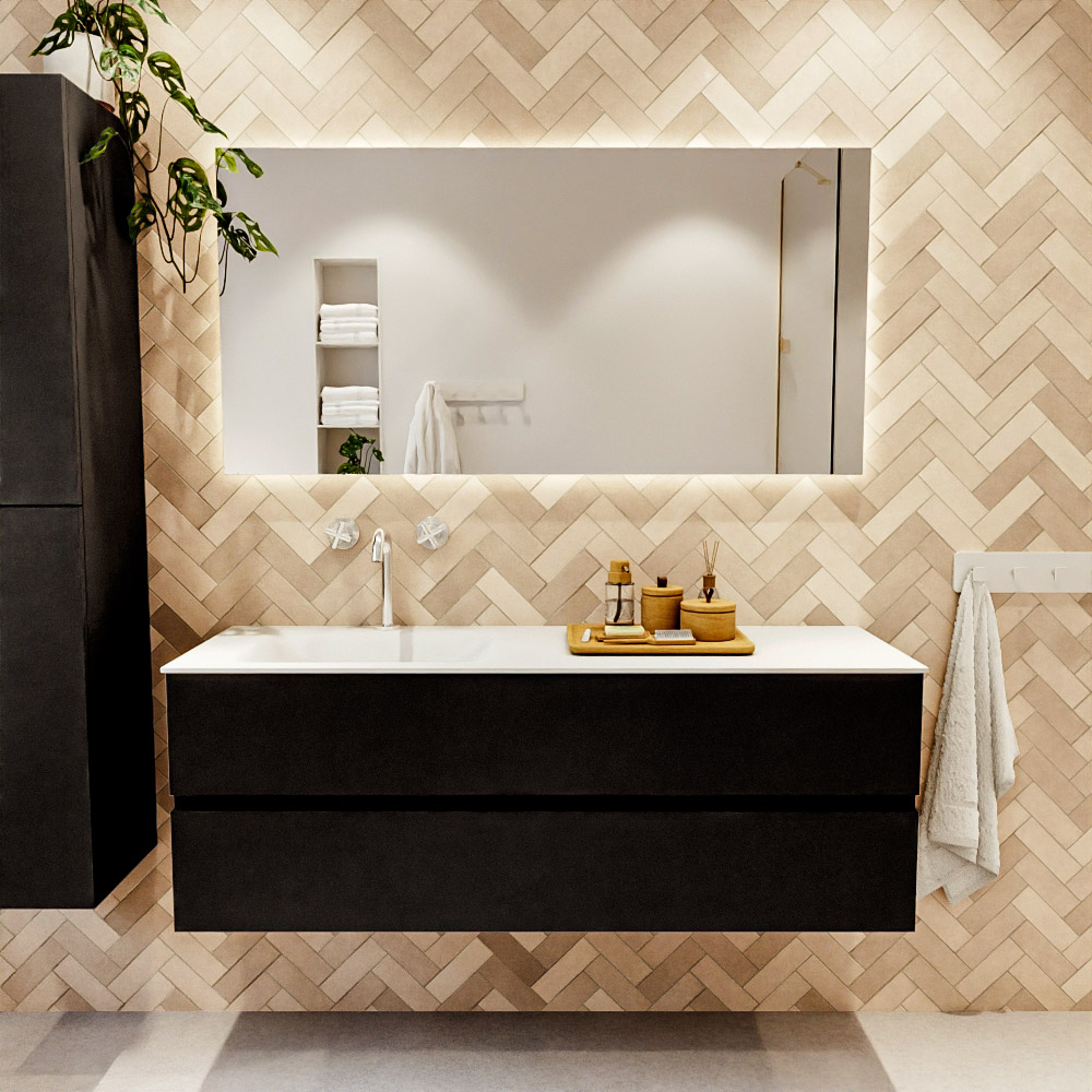MONDIAZ VICA 140cm mueble de baño Urban 2 cajones. Lavabo CLOUD Izquierda 1 orificio, color Talc. 1 MONDIAZ VICA 140cm mueble de baño Urban 2 cajones. Lavabo CLOUD Izquierda 1 orificio