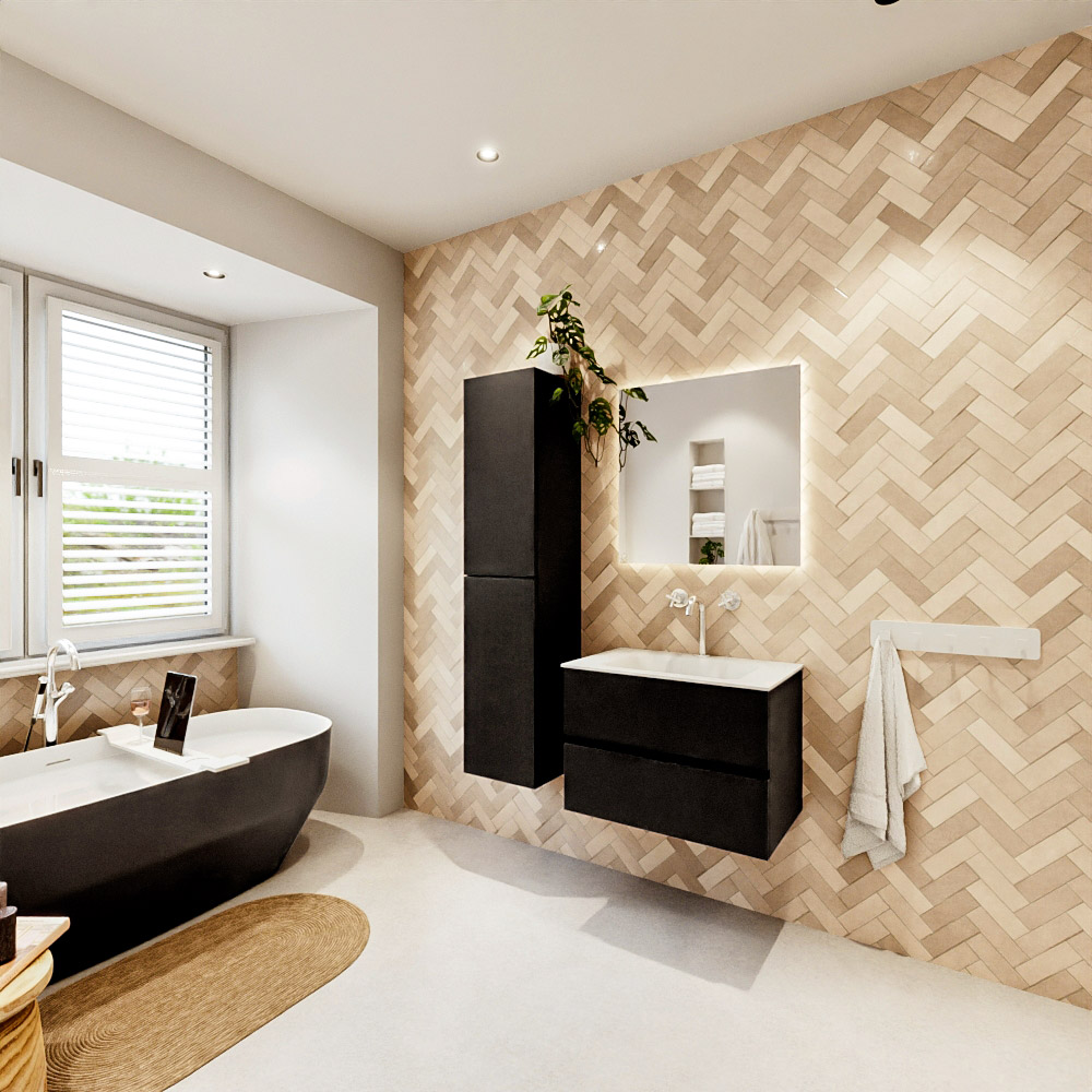 MONDIAZ VICA 70cm mueble de baño Urban 2 cajones. Lavabo CLOUD Centro 1 orificio, color Talc. 4 MONDIAZ VICA 70cm mueble de baño Urban 2 cajones. Lavabo CLOUD Centro 1 orificio, color Talc. - Imagen 4