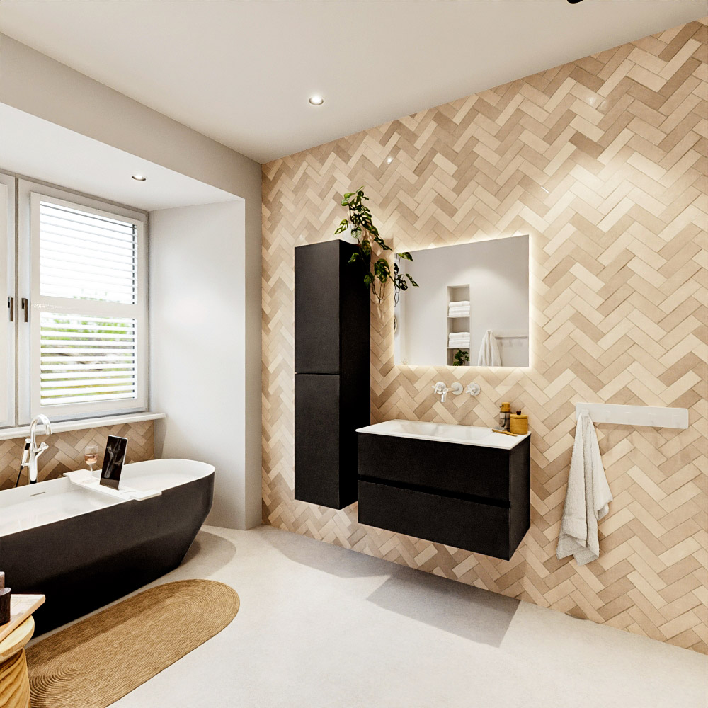 MONDIAZ VICA 80cm mueble de baño Urban 2 cajones. Lavabo CLOUD Centro sin orificio, color Talc. 4 MONDIAZ VICA 80cm mueble de baño Urban 2 cajones. Lavabo CLOUD Centro sin orificio, color Talc. - Imagen 4