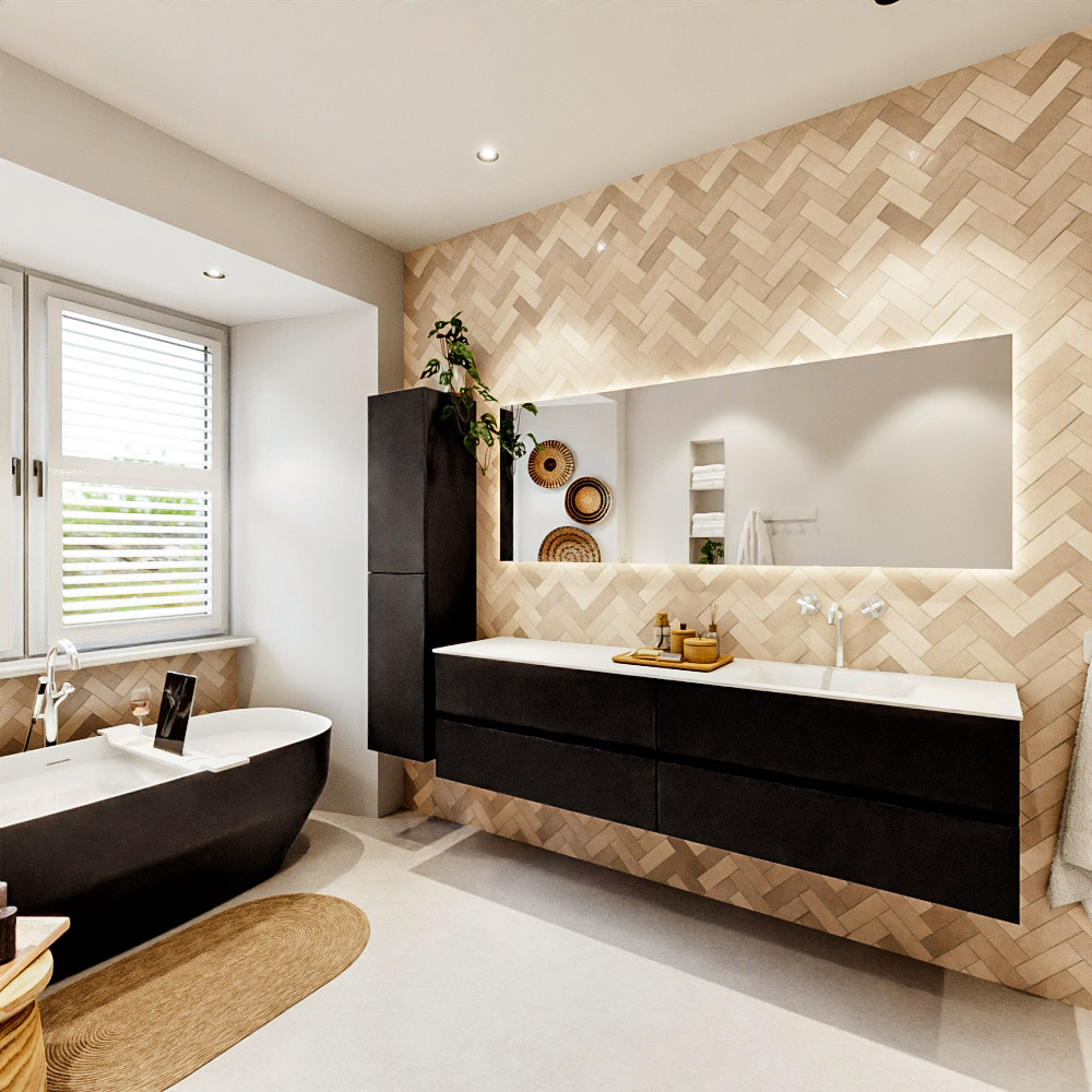 MONDIAZ VICA 190cm mueble de baño Urban 4 cajones. Lavabo CLOUD Derecho 1 orificio, color Talc. 4 MONDIAZ VICA 190cm mueble de baño Urban 4 cajones. Lavabo CLOUD Derecho 1 orificio, color Talc. - Imagen 4