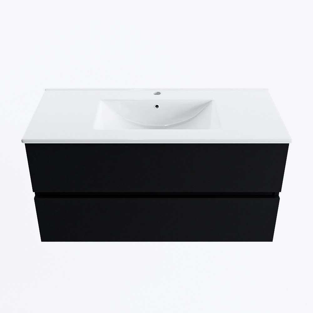 MONDIAZ VICA 100cm mueble de baño Urban 2 cajones. Lavabo DENIA Centro 1 orificio, color Blanco brillo. 5 MONDIAZ VICA 100cm mueble de baño Urban 2 cajones. Lavabo DENIA Centro 1 orificio, color Blanco brillo. - Imagen 5