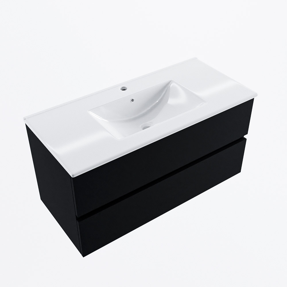 MONDIAZ VICA 100cm mueble de baño Urban 2 cajones. Lavabo DENIA Centro 1 orificio, color Blanco brillo. 6 MONDIAZ VICA 100cm mueble de baño Urban 2 cajones. Lavabo DENIA Centro 1 orificio, color Blanco brillo. - Imagen 6