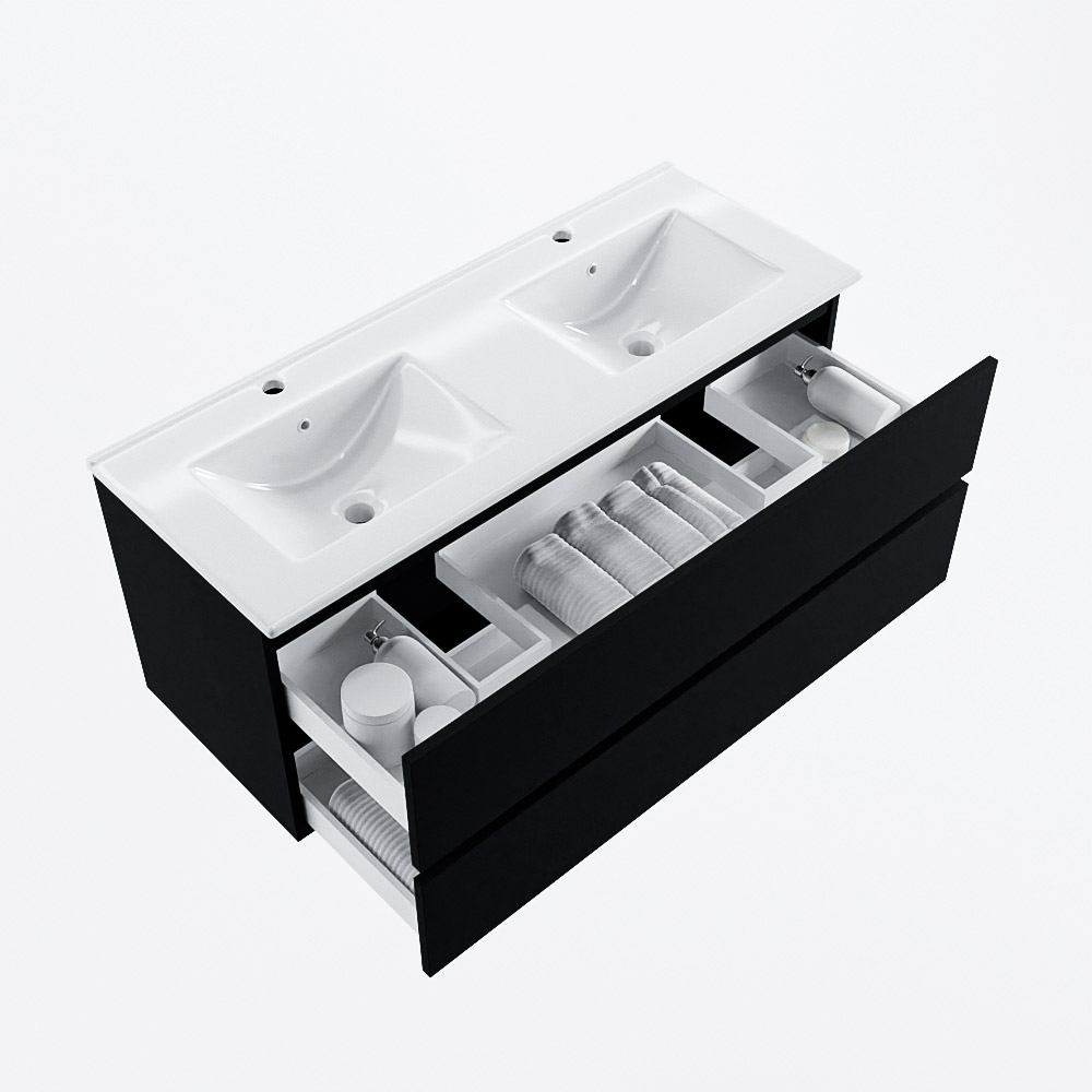 MONDIAZ VICA 120cm mueble de baño Urban 2 cajones. Lavabo DENIA Doble 2 orificios, color Blanco brillo. 7 MONDIAZ VICA 120cm mueble de baño Urban 2 cajones. Lavabo DENIA Doble 2 orificios, color Blanco brillo. - Imagen 7