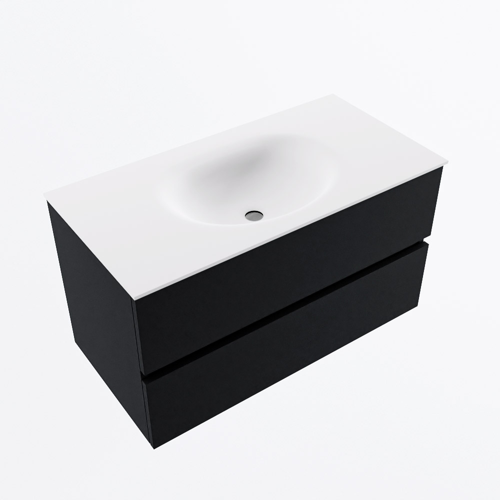 MONDIAZ VICA 90cm mueble de baño Urban 2 cajones. Lavabo MOON Centro 1 orificio, color Talc. 6 MONDIAZ VICA 90cm mueble de baño Urban 2 cajones. Lavabo MOON Centro 1 orificio, color Talc. - Imagen 6