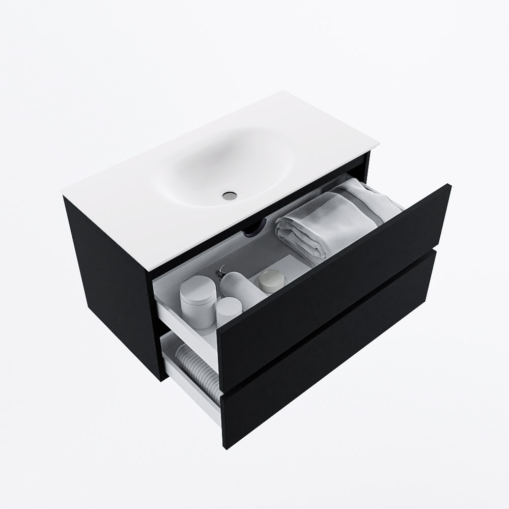 MONDIAZ VICA 90cm mueble de baño Urban 2 cajones. Lavabo MOON Centro 1 orificio, color Talc. 7 MONDIAZ VICA 90cm mueble de baño Urban 2 cajones. Lavabo MOON Centro 1 orificio, color Talc. - Imagen 7