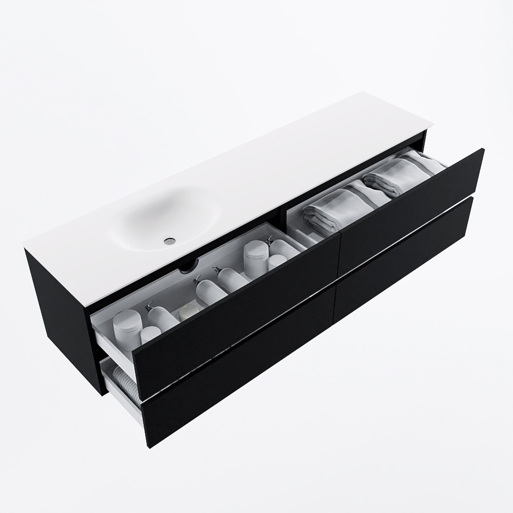 MONDIAZ VICA 190cm mueble de baño Urban 4 cajones. Lavabo MOON Izquierda sin orificio, color Talc. 7 MONDIAZ VICA 190cm mueble de baño Urban 4 cajones. Lavabo MOON Izquierda sin orificio, color Talc. - Imagen 7