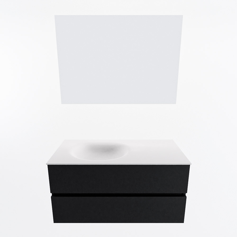 MONDIAZ VICA 100cm mueble de baño Urban 2 cajones. Lavabo MOON Izquierda sin orificio color Talc con espejo LED. 5 MONDIAZ VICA 100cm mueble de baño Urban 2 cajones. Lavabo MOON Izquierda sin orificio color Talc con espejo LED. - Imagen 5