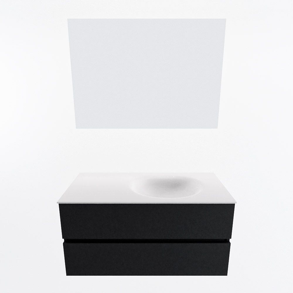 MONDIAZ VICA 100cm mueble de baño Urban 2 cajones. Lavabo MOON Derecho sin orificio color Talc con espejo LED. 5 MONDIAZ VICA 100cm mueble de baño Urban 2 cajones. Lavabo MOON Derecho sin orificio color Talc con espejo LED. - Imagen 5