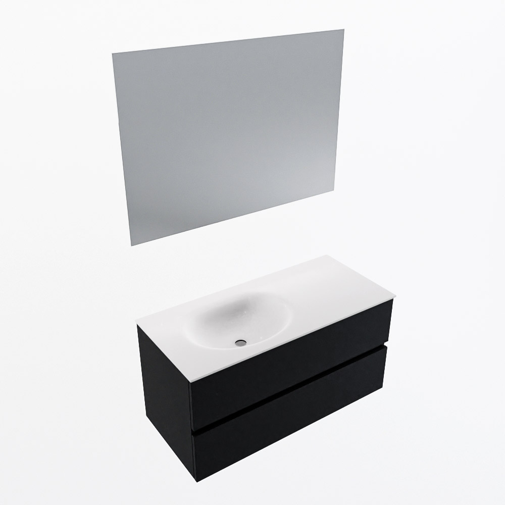 MONDIAZ VICA 100cm mueble de baño Urban 2 cajones. Lavabo MOON Izquierda sin orificio color Talc con espejo LED. 6 MONDIAZ VICA 100cm mueble de baño Urban 2 cajones. Lavabo MOON Izquierda sin orificio color Talc con espejo LED. - Imagen 6
