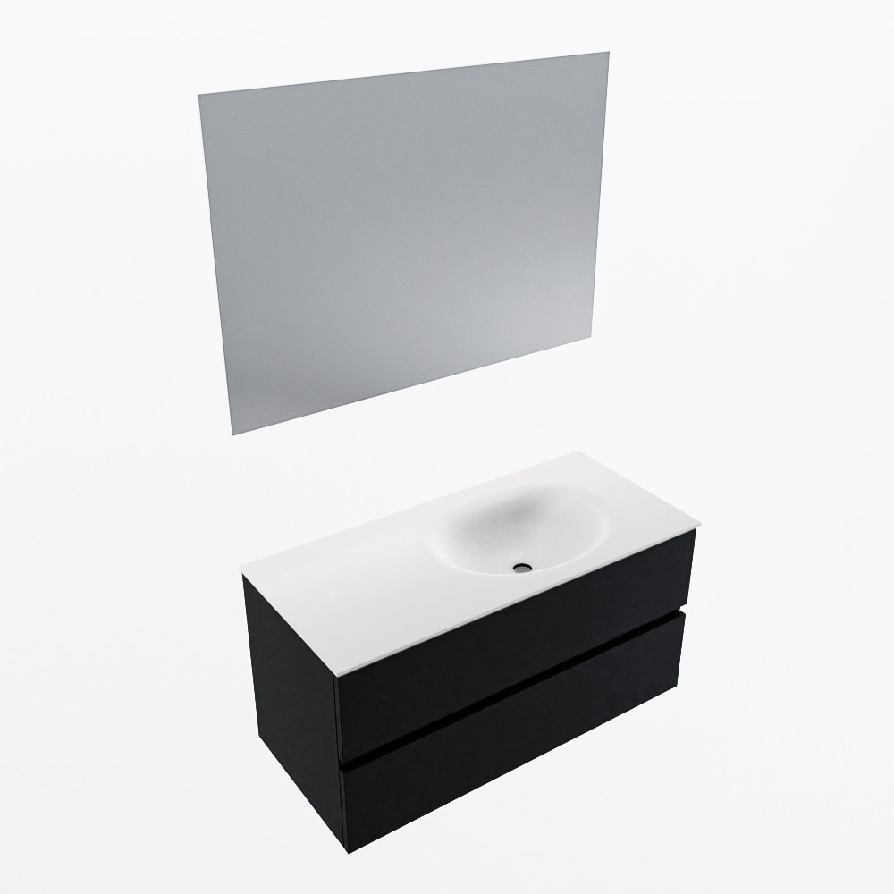 MONDIAZ VICA 100cm mueble de baño Urban 2 cajones. Lavabo MOON Derecho sin orificio color Talc con espejo LED. 6 MONDIAZ VICA 100cm mueble de baño Urban 2 cajones. Lavabo MOON Derecho sin orificio color Talc con espejo LED. - Imagen 6