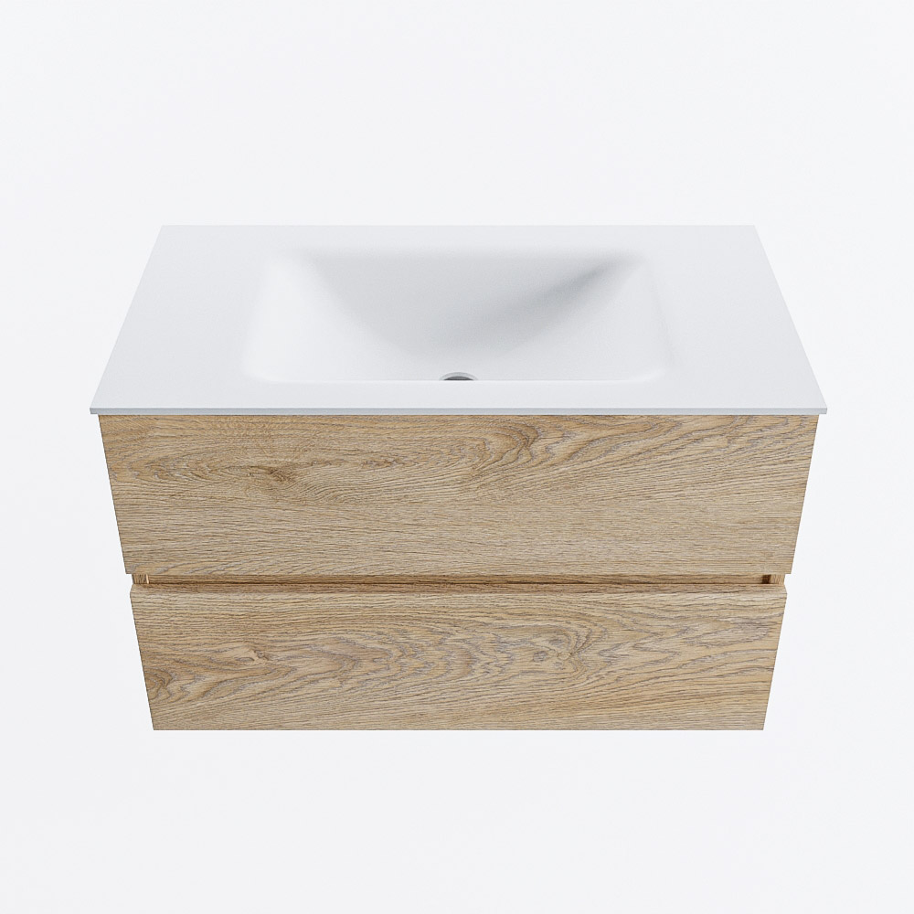 MONDIAZ VICA 80cm mueble de baño Washed Oak 2 cajones. Lavabo CLOUD Centro sin orificio, color Talc. 5 MONDIAZ VICA 80cm mueble de baño Washed Oak 2 cajones. Lavabo CLOUD Centro sin orificio, color Talc. - Imagen 5