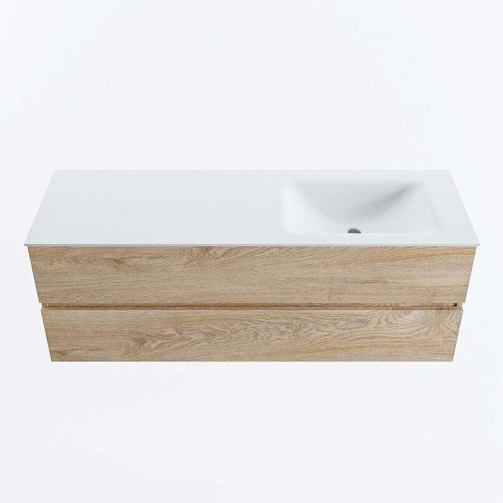MONDIAZ VICA 140cm mueble de baño Washed Oak 2 cajones. Lavabo CLOUD Derecho 1 orificio, color Talc. 4 MONDIAZ VICA 140cm mueble de baño Washed Oak 2 cajones. Lavabo CLOUD Derecho 1 orificio, color Talc. - Imagen 4