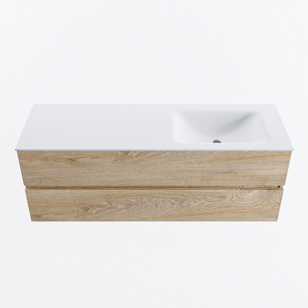 MONDIAZ VICA 140cm mueble de baño Washed Oak 2 cajones. Lavabo CLOUD Derecho sin orificio, color Talc. 4 MONDIAZ VICA 140cm mueble de baño Washed Oak 2 cajones. Lavabo CLOUD Derecho sin orificio, color Talc. - Imagen 4
