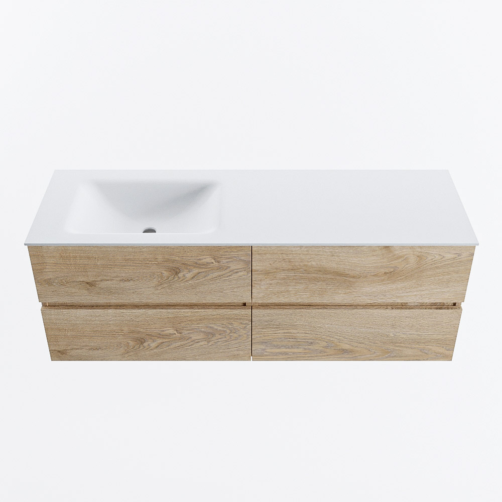 MONDIAZ VICA 140cm mueble de baño Washed Oak 4 cajones. Lavabo CLOUD Izquierda 1 orificio, color Talc. 5 MONDIAZ VICA 140cm mueble de baño Washed Oak 4 cajones. Lavabo CLOUD Izquierda 1 orificio, color Talc. - Imagen 5