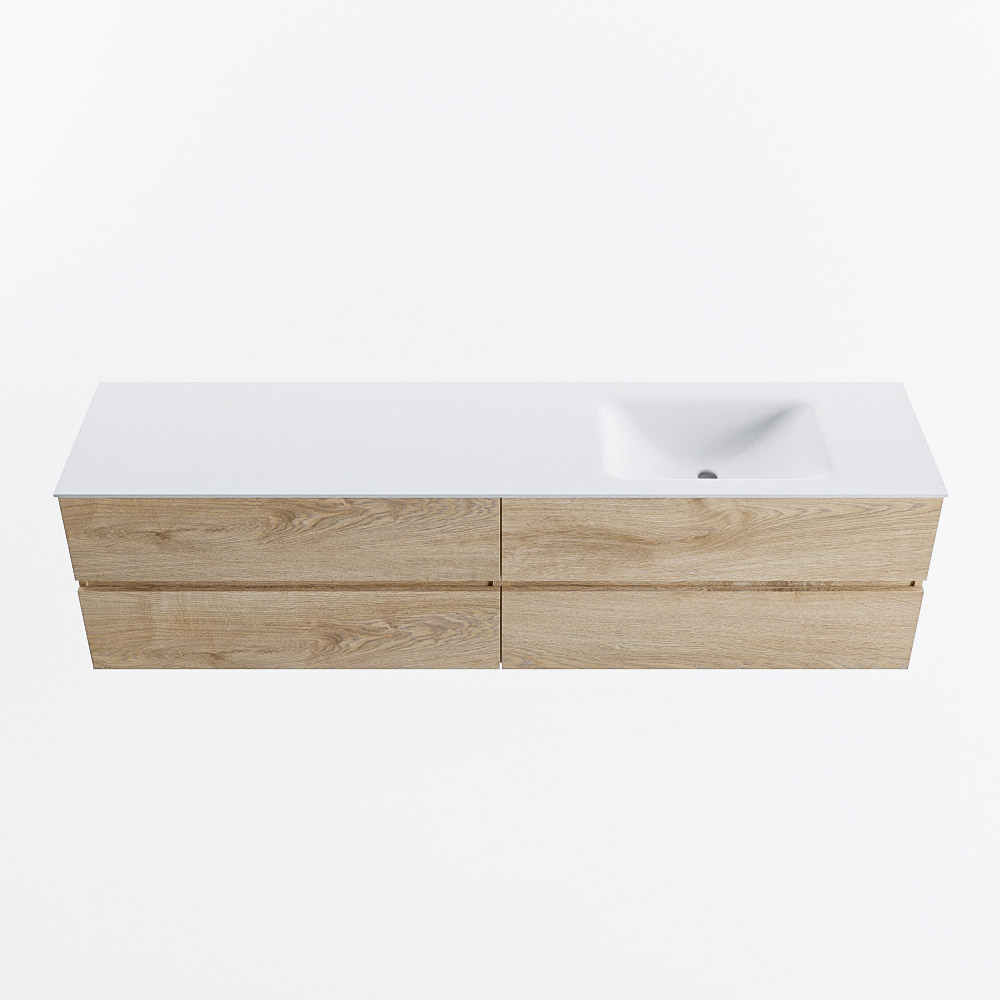 MONDIAZ VICA 190cm mueble de baño Washed Oak 4 cajones. Lavabo CLOUD Derecho 1 orificio, color Talc. 5 MONDIAZ VICA 190cm mueble de baño Washed Oak 4 cajones. Lavabo CLOUD Derecho 1 orificio, color Talc. - Imagen 5