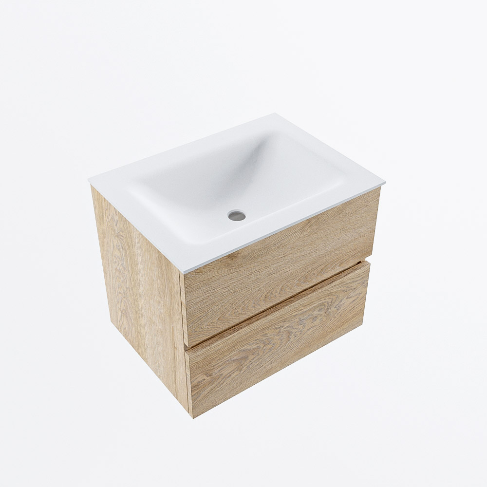 MONDIAZ VICA 60cm mueble de baño Washed Oak 2 cajones. Lavabo CLOUD Centro 1 orificio, color Talc. 6 MONDIAZ VICA 60cm mueble de baño Washed Oak 2 cajones. Lavabo CLOUD Centro 1 orificio, color Talc. - Imagen 6
