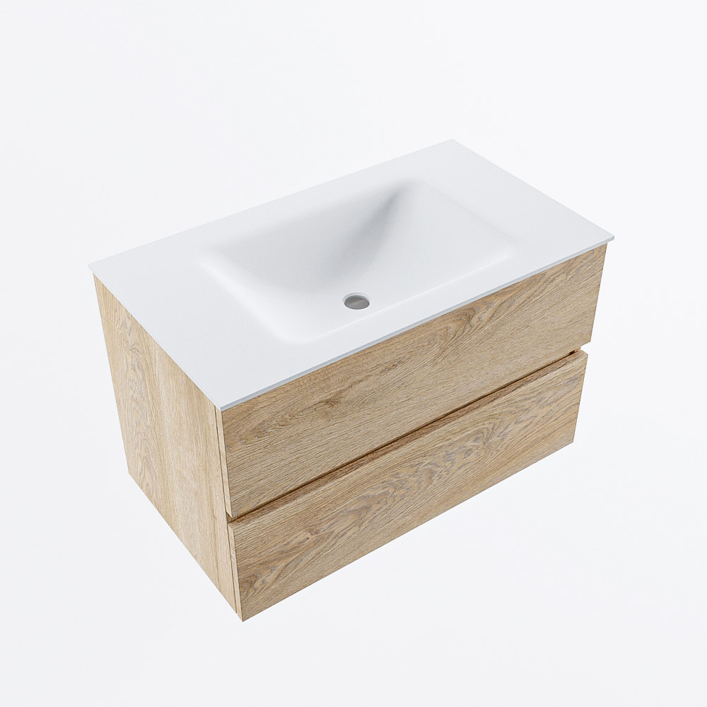 MONDIAZ VICA 80cm mueble de baño Washed Oak 2 cajones. Lavabo CLOUD Centro sin orificio, color Talc. 6 MONDIAZ VICA 80cm mueble de baño Washed Oak 2 cajones. Lavabo CLOUD Centro sin orificio, color Talc. - Imagen 6