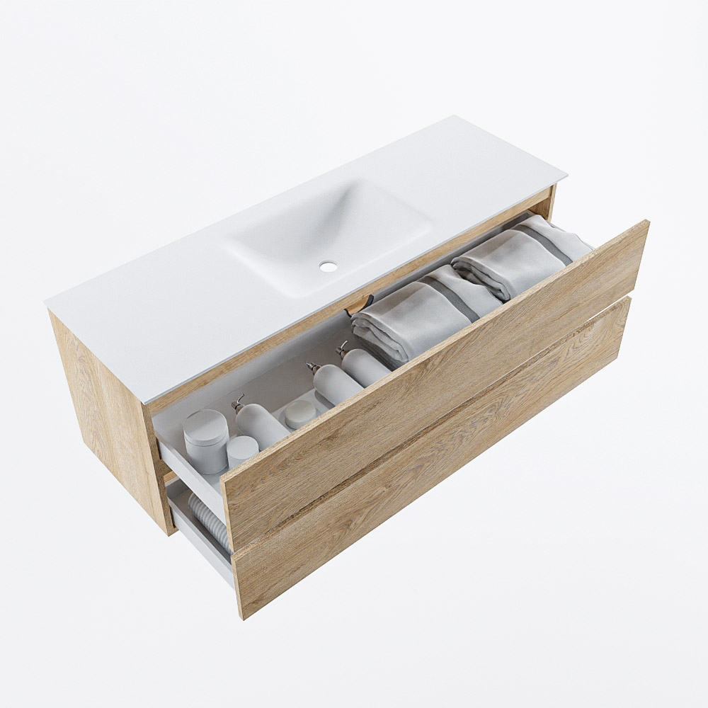 MONDIAZ VICA 140cm mueble de baño Washed Oak 2 cajones. Lavabo CLOUD Centro 1 orificio, color Talc. 7 MONDIAZ VICA 140cm mueble de baño Washed Oak 2 cajones. Lavabo CLOUD Centro 1 orificio, color Talc. - Imagen 7