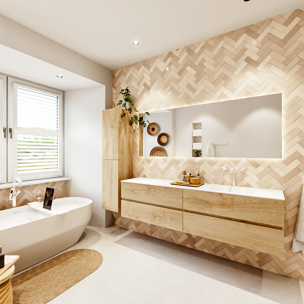 MONDIAZ VICA 190cm mueble de baño Washed Oak 4 cajones. Lavabo CLOUD Derecho 1 orificio, color Talc. 4 MONDIAZ VICA 190cm mueble de baño Washed Oak 4 cajones. Lavabo CLOUD Derecho 1 orificio, color Talc. - Imagen 4