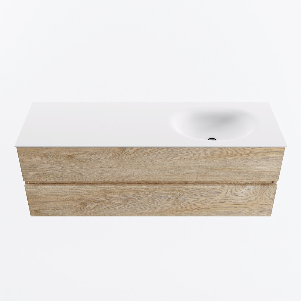 MONDIAZ VICA 140cm mueble de baño Washed Oak 2 cajones. Lavabo MOON Derecho sin orificio, color Talc. 5 MONDIAZ VICA 140cm mueble de baño Washed Oak 2 cajones. Lavabo MOON Derecho sin orificio, color Talc. - Imagen 5