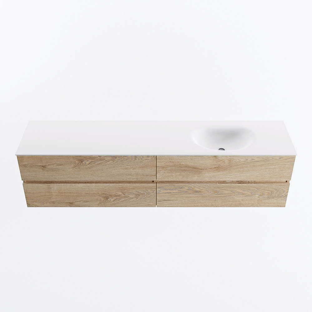 MONDIAZ VICA 200cm mueble de baño Washed Oak 4 cajones. Lavabo MOON Derecho sin orificio, color Talc. 5 MONDIAZ VICA 200cm mueble de baño Washed Oak 4 cajones. Lavabo MOON Derecho sin orificio, color Talc. - Imagen 5