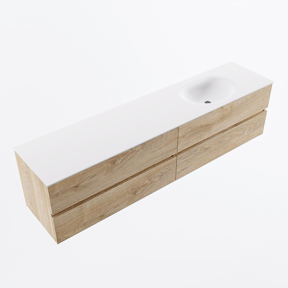 MONDIAZ VICA 200cm mueble de baño Washed Oak 4 cajones. Lavabo MOON Derecho sin orificio, color Talc. 6 MONDIAZ VICA 200cm mueble de baño Washed Oak 4 cajones. Lavabo MOON Derecho sin orificio, color Talc. - Imagen 6