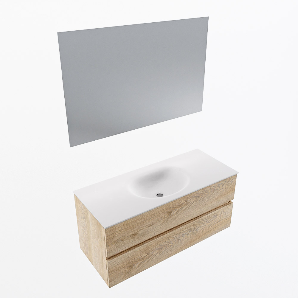 MONDIAZ VICA 110cm mueble de baño Washed Oak 2 cajones. Lavabo MOON Centro sin orificio color Talc con espejo LED. 7 MONDIAZ VICA 110cm mueble de baño Washed Oak 2 cajones. Lavabo MOON Centro sin orificio color Talc con espejo LED. - Imagen 7