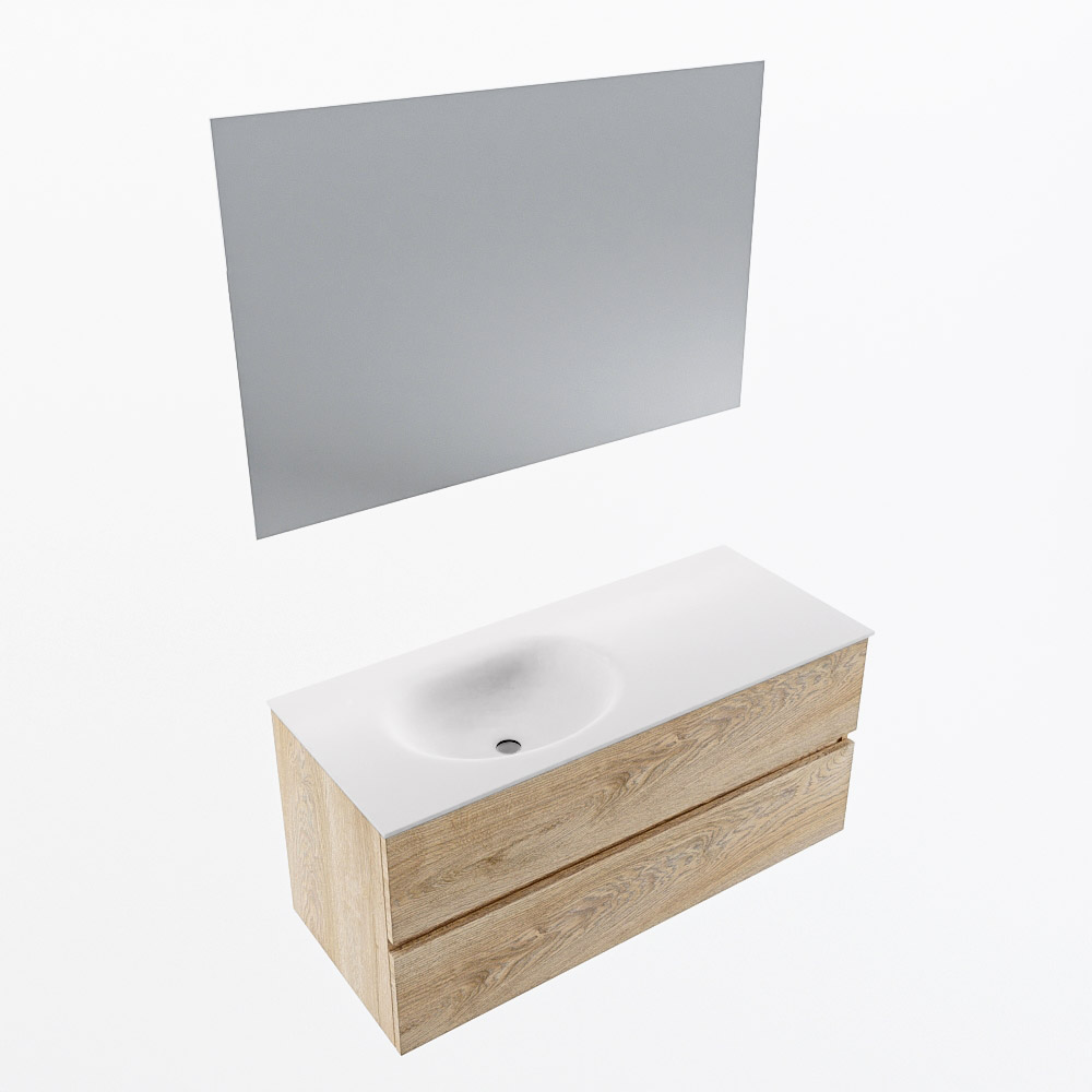 MONDIAZ VICA 110cm mueble de baño Washed Oak 2 cajones. Lavabo MOON Izquierda sin orificio color Talc con espejo LED. 7 MONDIAZ VICA 110cm mueble de baño Washed Oak 2 cajones. Lavabo MOON Izquierda sin orificio color Talc con espejo LED. - Imagen 7