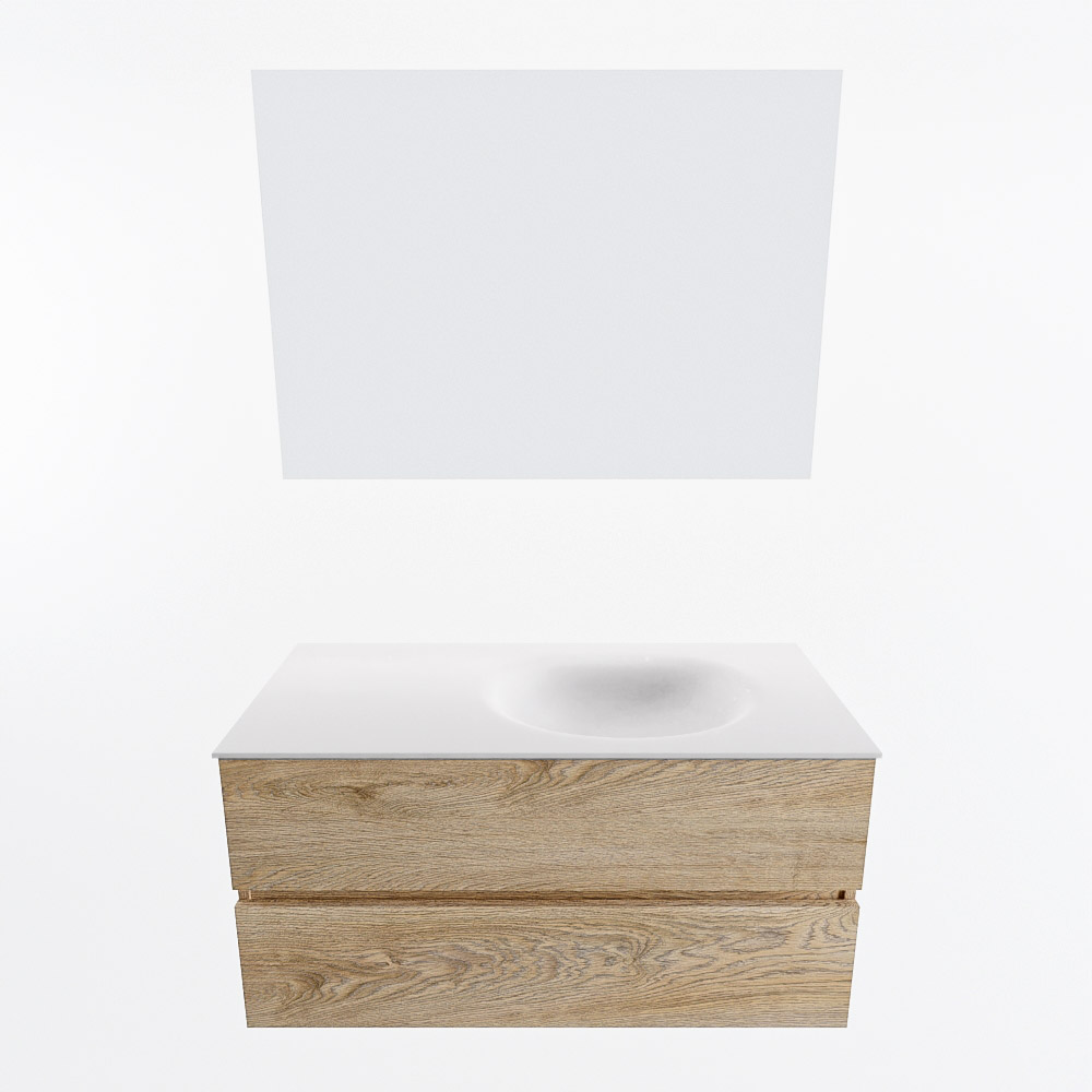 MONDIAZ VICA 100cm mueble de baño Washed Oak 2 cajones. Lavabo MOON Derecho sin orificio color Talc con espejo LED. 5 MONDIAZ VICA 100cm mueble de baño Washed Oak 2 cajones. Lavabo MOON Derecho sin orificio color Talc con espejo LED. - Imagen 5